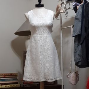 Womens White knit Lacey dress NOTATIONS b36 Summer Hosting Sailing